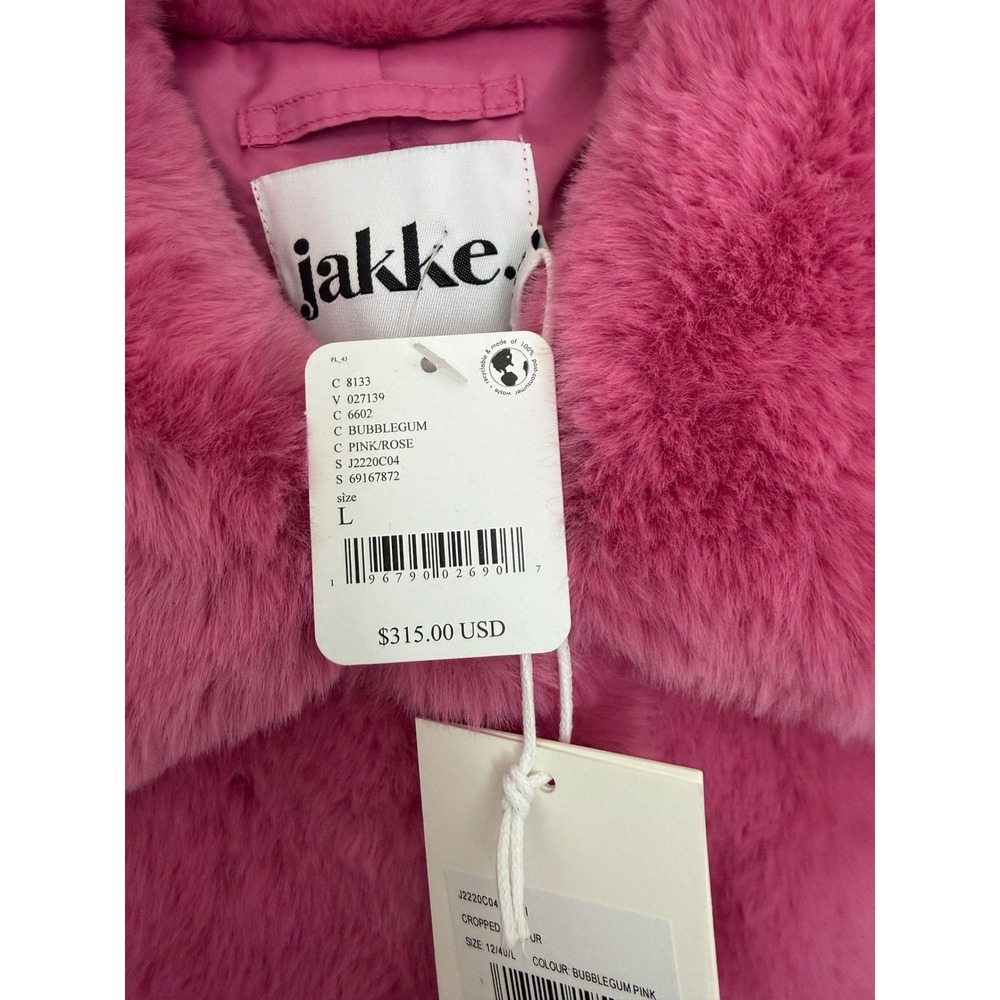 Jakke Traci cropped faux fur coat bubblegum pink size 8 Free People NWT - Picture 6 of 9